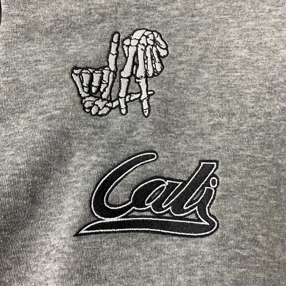 Original Deluxe Letterman Varsity Jacket Unisex L Rose Patch Cali Faux Leather - Picture 6 of 14